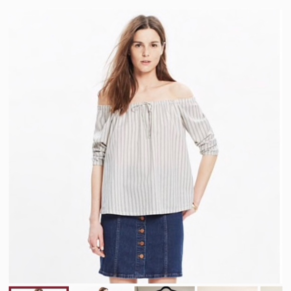 Madewell Striped Retro Off-The-Shoulder Blouse - Picture 6 of 7